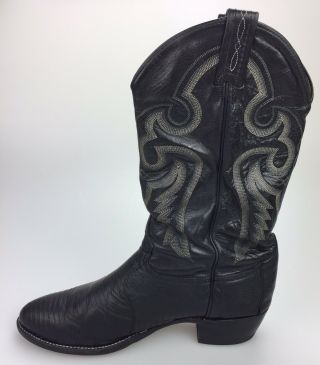 Vtg Tony Lama Men ' s 12 D Black Exotic Lizard Iguana Leather Western Cowboy Boots 6
