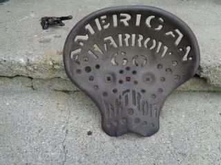 Antique " American Harrow Co " Cast Iron Implement Seat Good