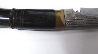 Vintage Nepal Eastern Gurka Tribal Knife Dagger & Leather Scabbard Curved Blade