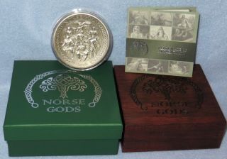 2016 Norse Gods - All Nine Gods On One Coin - 5oz Antique Finish Silver Coin