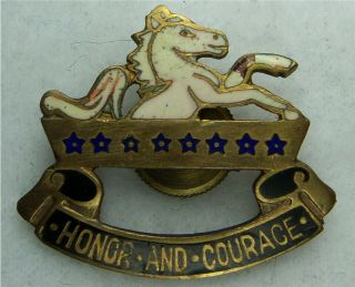 Original: Pre War / Ww2 8 Cavalry Di / Dui / Crest Sb (large Motto)