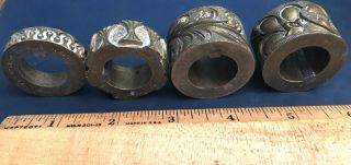 Set Of Four Vintage F.  K.  Russell Leather Embossing Roller Dies Pat.  1902