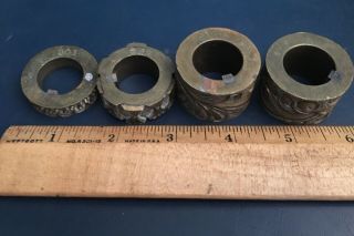 SET OF FOUR VINTAGE F.  K.  RUSSELL LEATHER EMBOSSING ROLLER DIES PAT.  1902 2