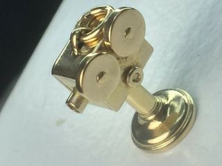 Rare 14k Yellow Gold Old Fashioned Hand Cranked Projector Charm.  2.  3gm.