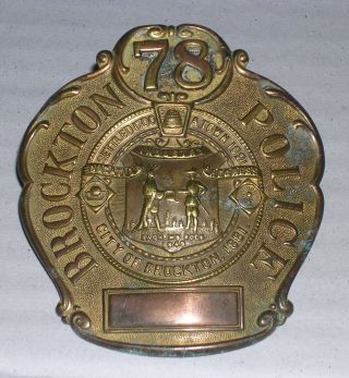 Brockton Police Vintage Antique Obsolete Hat Badge Rare