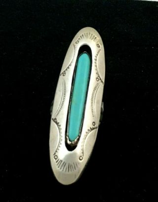 Huge Vintage Native American Sterling Silver Turquoise Shadow Box Ring