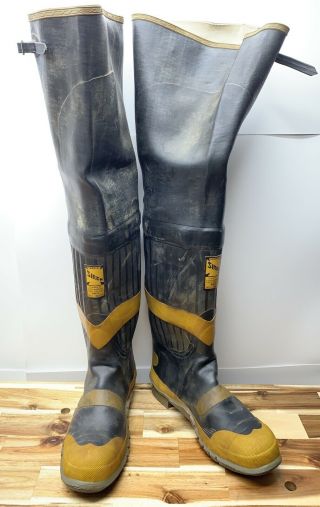 Vintage Uniroyal Siren Rubber Fireman Turnout Boots Steel Toe/shank Mens Size 13