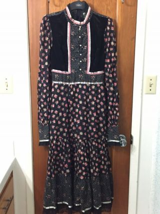 Vintage High - Collard,  Floral Gunne Sax By Jessica San Francisco Dress Size 11