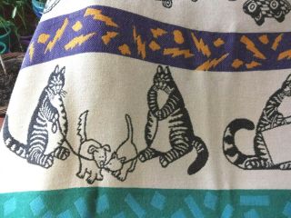 Vintage B Kliban Kool Kats Throw Blanket 1990 Cats 100 Cotton 50 