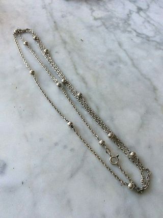Chain Necklace Sterling Silver Vintage 1970s Ball Design
