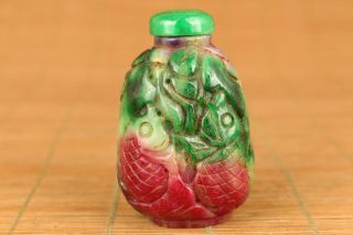Unique Old Natural Jade Jadeite Violet Handmade Collect Snuff Bottle Gift