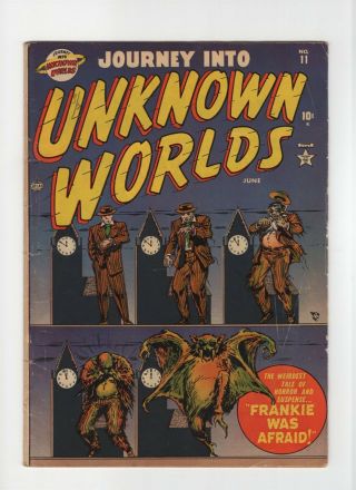 Journey Into Unknown Worlds 11 Vintage Marvel Atlas Comic Pre - Hero Horror 10c