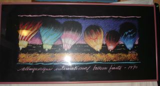 Vtg 1990 Albuq.  International Balloon Fiesta 1 Of 5000 Poster 16 " X 32 " Framed