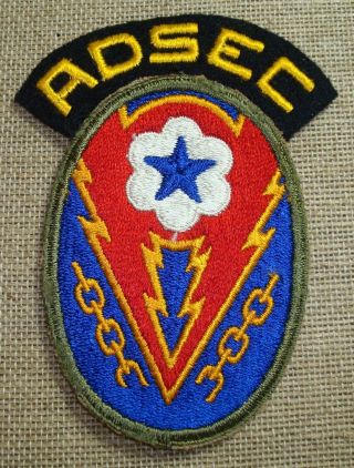 Ww2 Us Army Adsec Wool Tab & Patch European Theater Of Operations