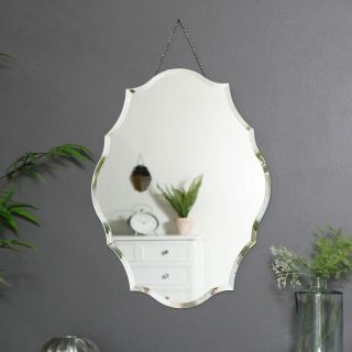 Ornate Frameless Scalloped Bevelled Wall Mirror Vintage Chic Decorative Display
