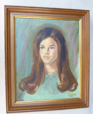 Vintage 1968 Oil Painting Lima Signed Portrait Framed Mid Century A50
