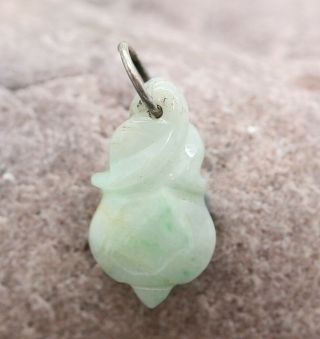 Antique Chinese Green Jade Carving Of A Peach Pendant Circa 1890s