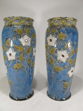 Rare Stunning Large Pair Antique Royal Doulton Vase Jar