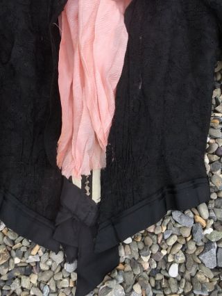 Fabulous Antique Victorian Black Lace Pink Silk Corset Bodice Blouse 2