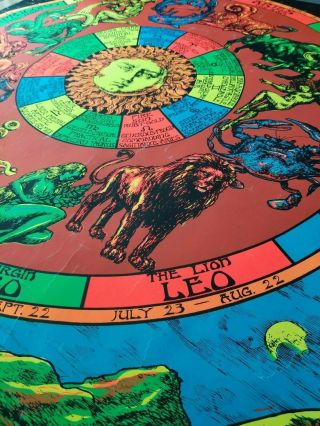 Vtg 1971 Astrology Black Light Poster Horoscope Age of Aquarius Large 10