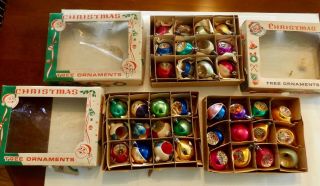 Antique/Vintage 3 Boxes of 12 Assorted Indents Polish Glass Christmas Ornaments 2