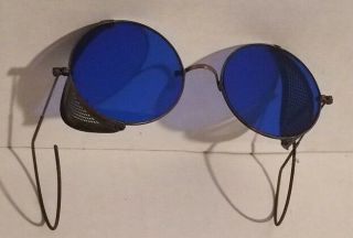 VINTAGE RARE ROUND COBALT BLUE WELDING/SAFETY/INDUSTRIAL 6