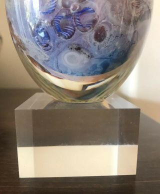 Josh Simpson Signed and Dated Art Glass Ocean Vase RARE w/ Iridescent Inside 10
