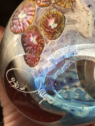 Josh Simpson Signed and Dated Art Glass Ocean Vase RARE w/ Iridescent Inside 3