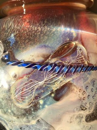 Josh Simpson Signed and Dated Art Glass Ocean Vase RARE w/ Iridescent Inside 7