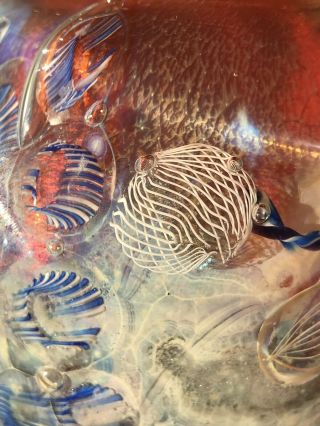 Josh Simpson Signed and Dated Art Glass Ocean Vase RARE w/ Iridescent Inside 8