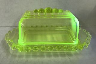 Vintage Imperial Glass " Candlewick " Vaseline Glass Uranium Irradiated Rare