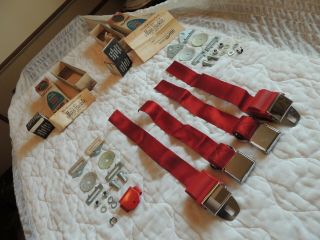 Vintage Nos Borg Warner Maji - Buckle Safety Seat Belts W/ Hardware & Instructions