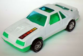 Vintage White Mustang Car Gay Toys Plastic 70s 80s Goodyear Eagle