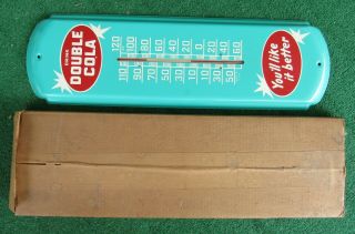 Vintage Nib Nos - Drink Double Cola Tin Advertising Store Display Thermometer