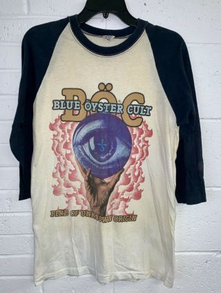 Vintage Blue Oyster Cult Fire Of Unknown Origin Tour Concert T - Shirt Medium Rare