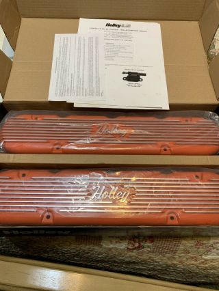 Holley 241 - 173 2 - Pc LS Vintage Series Valve Covers – Factory Orange Machined. 2