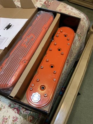 Holley 241 - 173 2 - Pc LS Vintage Series Valve Covers – Factory Orange Machined. 4