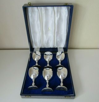 Mappin & Webb Set Of 6 X Silver Plated Wine Goblets In Case - 5 