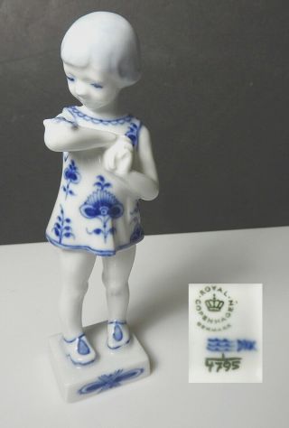 Royal Copenhagen Blue Fluted 4795 Girl With Butterfly Figurine,  Rare