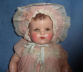Sweet 20 " Antique Vintage Ideal Baby Doll Composition Pink Flirty Eyes