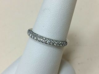 Vintage 14k White Gold Diamond Ring,  Size 7.  25,  3 Rows Of Diamonds - 47 Total