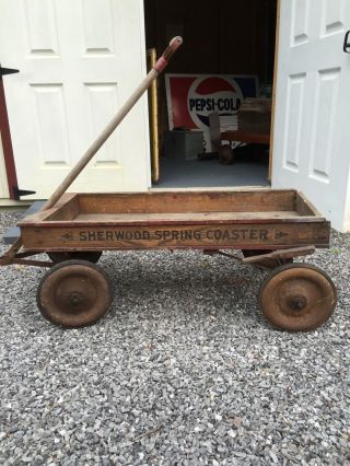 Vintage Wooden Sherwood Spring Racer Coaster Wagon - From 1920 