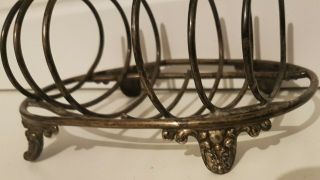 Solid silver TOAST RACK c.  1900 - 30s Decorative detail to the Feet 7