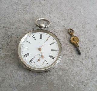 Vintage Continental Solid Silver Case Pocket Watch.  W.  O.  C.  1920.