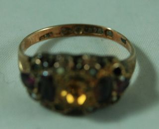 Victorian Garnet & Pearl Gold Ring AF Size M Chester 1881 Size M 2g A711917 2
