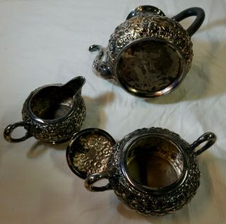 Vintage Repoussé Silver Plated Coffee & Tea Service Set (marked EGW&S 9706) 3