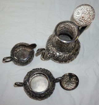 Vintage Repoussé Silver Plated Coffee & Tea Service Set (marked EGW&S 9706) 4