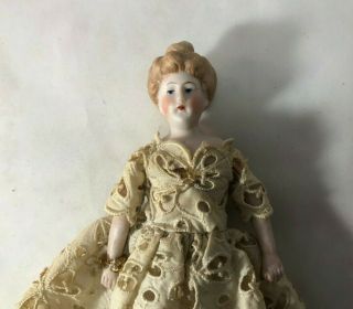 Antique German Bisque Lady with Lace Dress 3