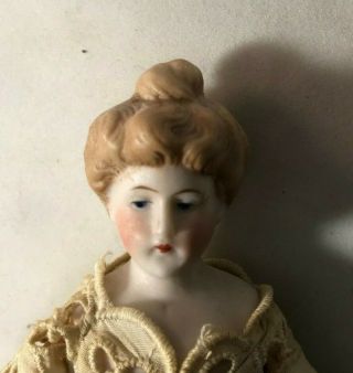 Antique German Bisque Lady with Lace Dress 4