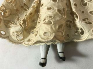 Antique German Bisque Lady with Lace Dress 6